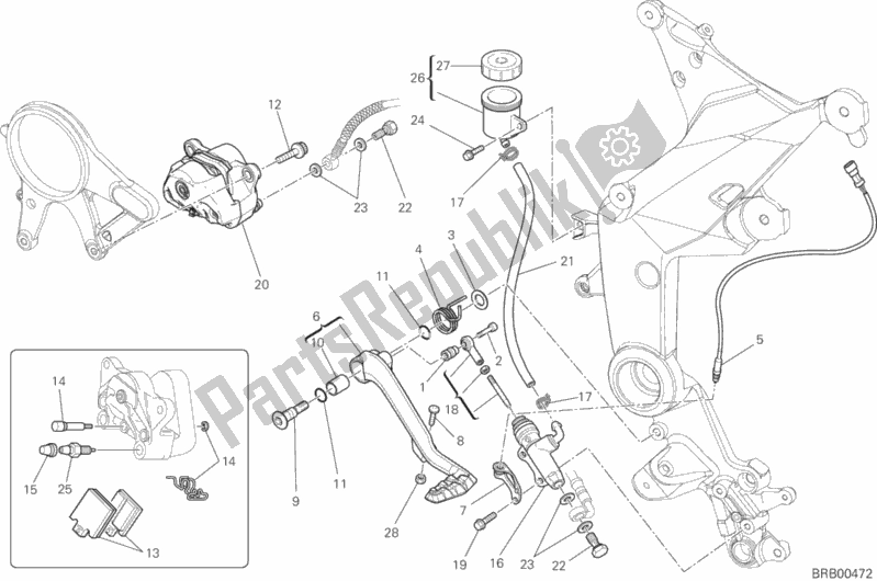 Toutes les pièces pour le Système De Freinage Arrière du Ducati Multistrada 1200 ABS Brasil 2014